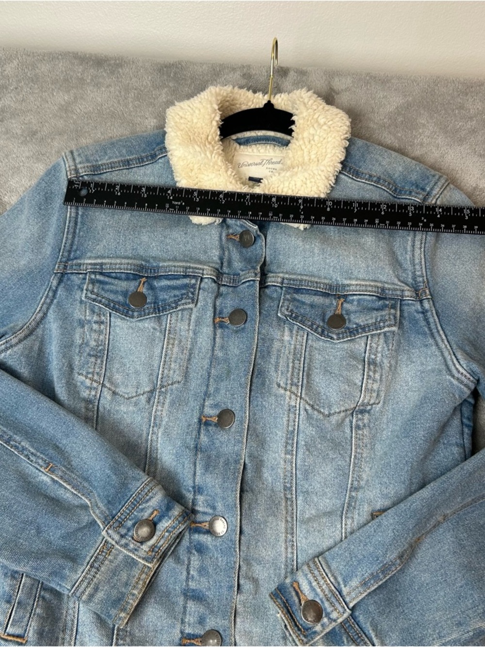 Universal Thread Women’s Jean Jacket Sherpa Lined Denim Jean Jacket Blue One Sz - Picture 12 of 16